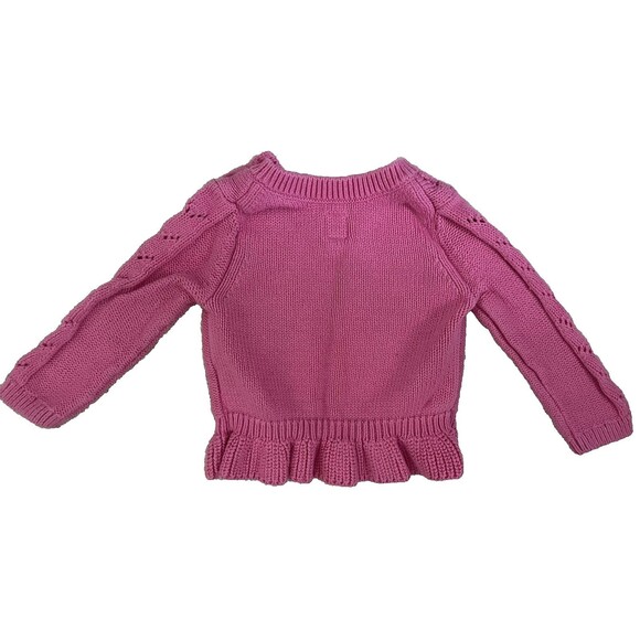 BabyGap Girls 6-12M Pink Cable Knit Peplum Sweater - Picture 3 of 4